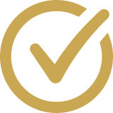 Gold check mark symbol on a solid gold background.