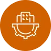 Icon of a gear with documents inside, symbolizing process or data management.